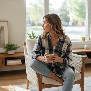 Chemisier Dynamite femme Small P à carreaux blanche bleu marine